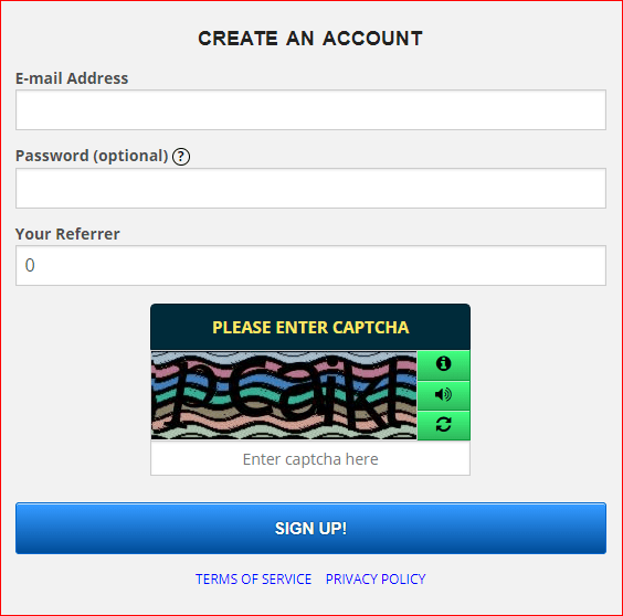 FreeBitcoin Formulario de registro