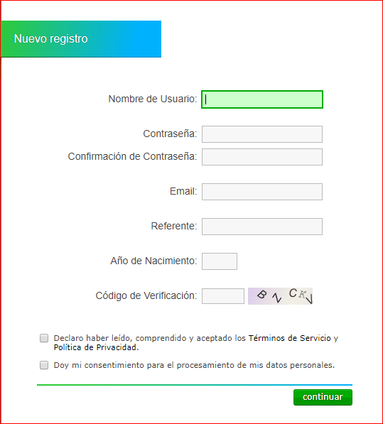 Neobux Formulario de registro