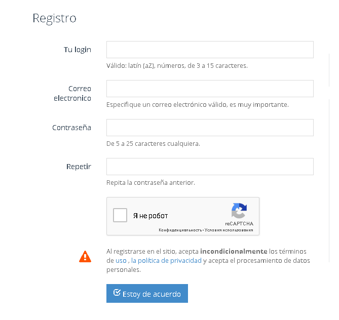 Formulario de registro en Socpublic